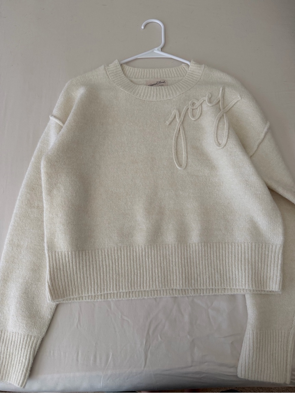 Universal Thread Cream 'joy' Crewneck Sweater